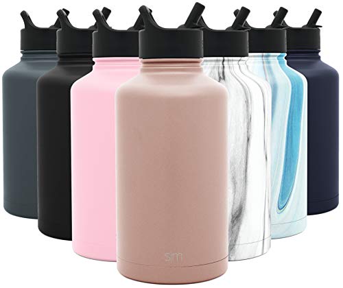 Product Cover Simple Modern 64 oz Summit Water Bottle with Straw Lid - Hydro Vacuum Insulated Flask Double Wall Half Gallon Chug Jug - 18/8 Stainless Steel -Rose Gold