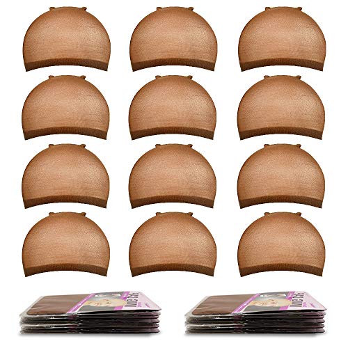 Product Cover Nylon Wig Caps,MORGLES 20pcs Brown Wig Caps Stocking Caps For Wigs Stretchy Wig Caps Wig Caps For Women-Dark Brown