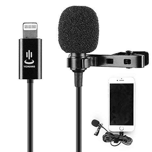 Product Cover Microphone Professional for iPhone Grade Lavalier Lapel Omnidirectional Phone Audio Video Recording Lavalier Condenser Microphone for iPhone X Xr Xs max 8 8plus 7 7plus 6 6s 6plus 5 / iPad（1.5m）
