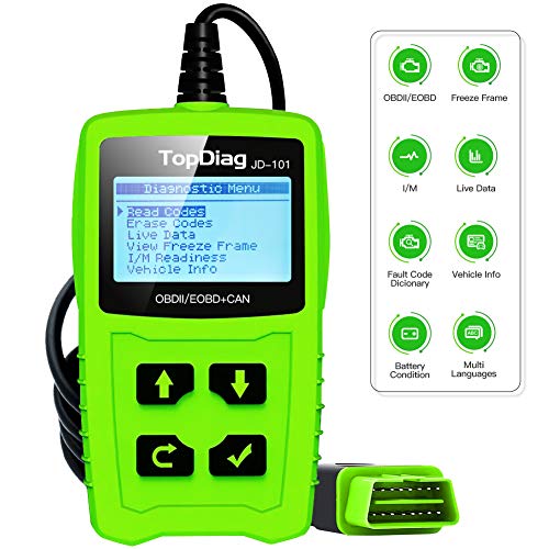 Product Cover JDIAG JD101 Car Auto Code Reader OBD2 OBDII EOBD Scanner Diagnostic Scan Tool Check Engine Light with Battery Testing Function - Clear Erase Fault Wrong Code for All Cars After 1996