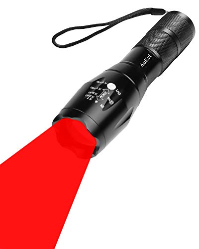 Product Cover AuKvi Red Light LED Flashlight Zoombale Red Hunting Light Torch,Single Mode Long Range Red LED Red Light, Waterproof Red flashlight Torch Best for Astronomy, Aviation, Night Observation,etc