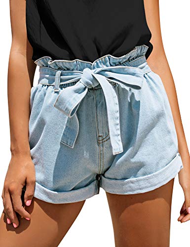 Product Cover GRAPENT Women's High Waisted Removable Belt Sewn Cuff Wide Leg Denim Jean Shorts