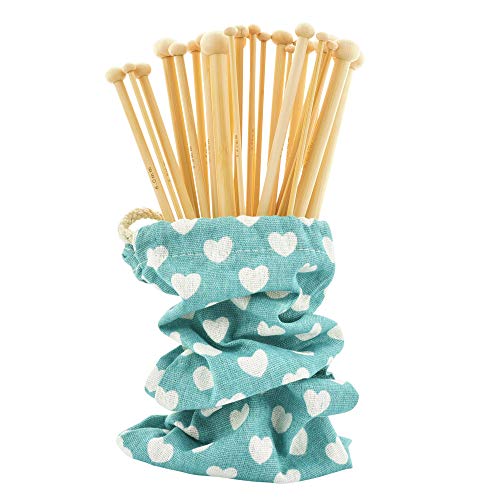 Product Cover Celley 18 Pairs Smooth Bamboo Knitting Needles with Pouch (9 3/4 Inches Length, Sizes US 0 to US 15)