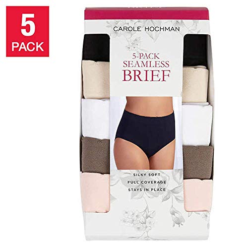 Product Cover Carole Hochman Ladies' Seamless Brief, 5-Pack, Variety (Black,Nude,White,Brown, Pink, Medium)