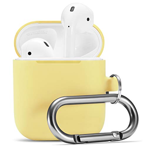 Product Cover Airpods Case, Airpod Silicone Skin Cases Cover by Camyse, Full Protective Durable Shockproof Drop Proof with Keychain Compatible with Apple Airpods 2 & 1 Charging Case,Airpods Accesssories (Yellow)