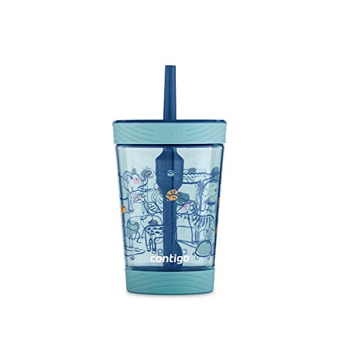 Product Cover Contigo Spill-Proof Kids Tumbler with Straw 14 oz, Agave with Zoo Animals