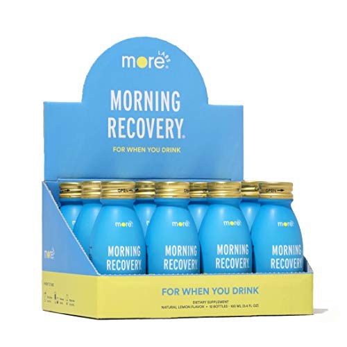 Product Cover Morning Recovery: Patent-Pending Hangover Prevention Drink (Pack of 12) - New & Improved Original Lemon Flavor - Highly Bioavailable Liquid DHM, Milk Thistle, Electrolytes - No Artificial Flavors