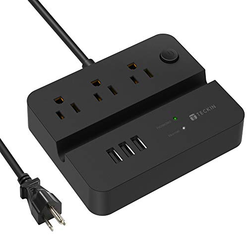 Product Cover Desktop Power Strip Surge Protector (1080Joules), 3 USB Ports 3 AC Outlets, Overload Protection, TECKIN, Charging Station, Multitude Outlets, 5ft Extension Cord - Black