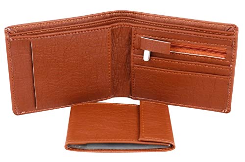 Product Cover Friends & Company Pure Leather Album Tan Men's Slim Wallet with Card Holder and Coin Pocket (Tan)