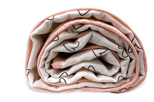 Product Cover The White Cradle Organic Cotton Softest Baby Blanket/Quilt for Crib/Cot, with 3 Soft Fabric Layers, Reversible Designs, 2 Sides Printed Muslin & Center Flannel, 38 x 48 inch - Pink Hearts