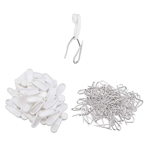 Product Cover Bluecell 50 Sets Traverse Rod Slides and Curtain Hooks for Window Curtain Door Curtain