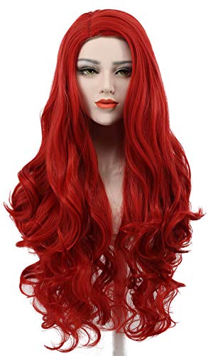 Product Cover Karlery Women's Long Wave Red Hair Halloween Cosplay Wig Anime Costume Party Wig