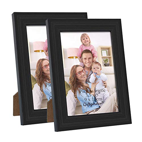 Product Cover Giftgarden 3.5x5 Picture Frames Black Frame Desktop Display and Wall Decor Set of 2 Piece