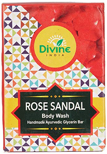 Product Cover Divine India Premium Rose Sandal Handmade Ayurvedic Glycerin Bar, 200g