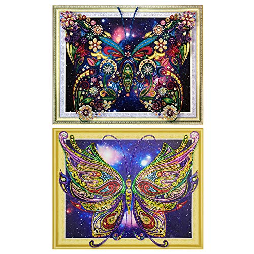Product Cover HaiMay 2 Pack 5D DIY Diamond Painting Set Special Shaped Diamond Painting Rhinestone Diamond for Home Wall Decor, Butterfly(16x20 inch)