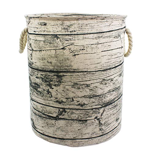 Product Cover Mziart Unique Tree Stump Large Laundry Basket Bag with Rope Handles, Collapsible Wood Grain Waterproof Laundry Hamper Stylish Storage Basket Bin Organizer for Toys Clothes Kids Bedroom Nursery