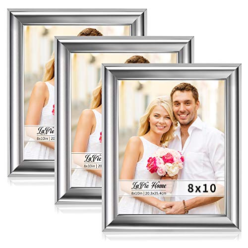 Product Cover LaVie Home 8x10 Picture Frames(3 Pack,Silver) Photo Frame Set with High Definition Glass for Wall Mount & Table Top Display, Set of 3 Alice Collection
