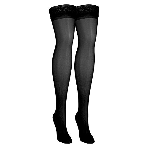 Product Cover NuVein Sheer Compression Stockings for Women Fashion Silky Sheen Denier Thigh High, Black, Large