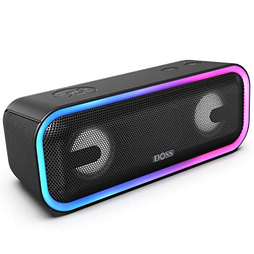 Product Cover DOSS SoundBox Pro+ Wireless Bluetooth Speaker with 24W Impressive Sound, Booming Bass, Wireless Stereo Pairing, Mixed Colors Lights, IPX5 Waterproof, 15 Hrs Battery Life, 66 ft Bluetooth Range-Black