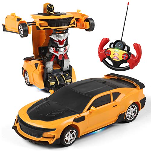 Product Cover RONGFUDA Deformation Car Robot,Remote Control Car Transform Robot,1:18 Car Model Car for Kids,One Button Transformation Robot Car with USB Charger