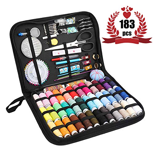 Product Cover Travel Sewing Kits for Adults, Perskii Premium DIY Sewing Supplies with 183pcs Sewing Accessories, 38 XL Threads, Needles - Portable Mini Sewing Repair Kits for Traveller,Kids,Beginners, Emergency