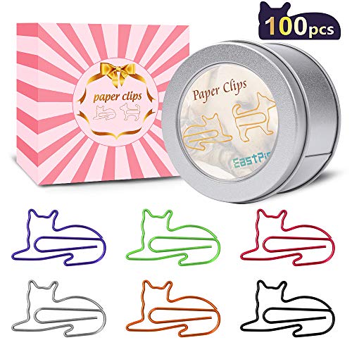 Product Cover Cat Paper Clips - Cat Gifts for Cat Lovers - Great Birthday Gift for Teachers, Students, Kids, Coworkers - Cute Cat Office Supplies - Desk Accessories for Scrapbooks, Notebook (100Pcs)