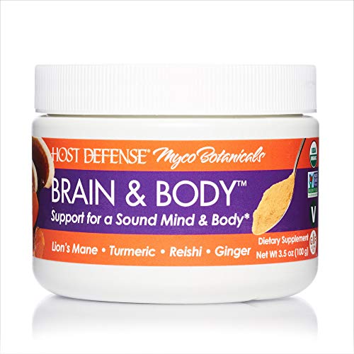 Product Cover Host Defense, MycoBotanicals Brain & Body Mushroom Powder, Support for Brain, Heart and Digestive Health, Certified Organic Supplement, 3.5 oz (33 Servings)