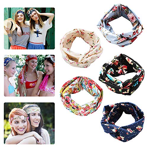 Product Cover Bohemia Style Headband Girl Hair Accessories For Beach Fitness Yoga Women's Elastic Vintage Hair Band 5 pcs