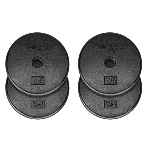 Product Cover Yes4All 1-inch Cast Iron Weight Plates for Dumbbells - Standard Weight Plates (Combo 7.5lb x 4pcs)
