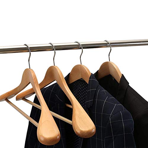 Product Cover Ash & Roh Set of 6 Finished Wooden Suit Hangers - Wide Wood Hanger for Coats and Pants (Beige)