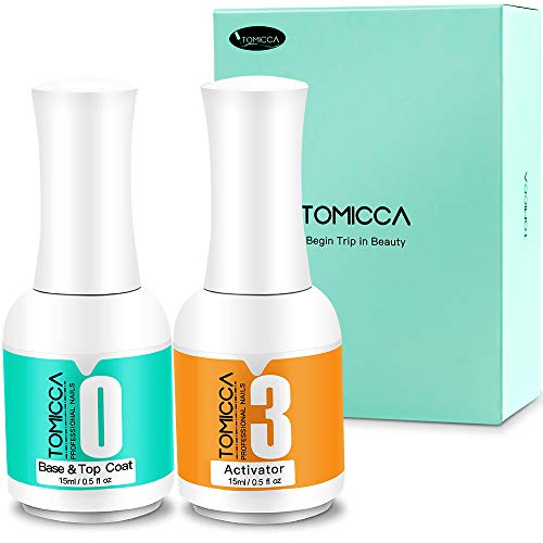 Product Cover TOMICCA Dipping Top & Base Coat and Activator Large Capacity Liquid Set 2x15ml Dip Powder System Starter Kit No UV/LED Dip Manicure Set of Liquids for Dipping Powder Nail Polish