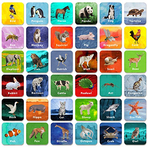 Product Cover 36 Pair Animal Matching Game Flash Cards Erasable (Each Measures 2