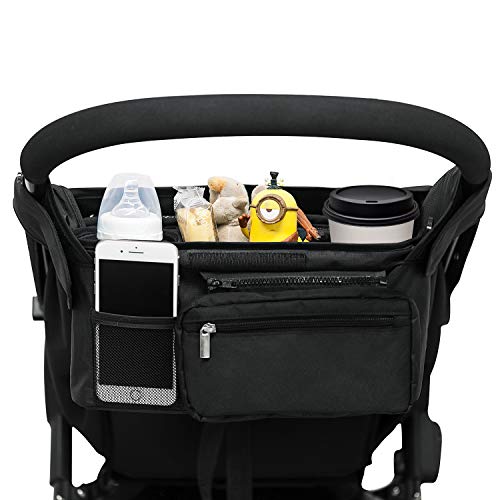 Product Cover Universal Stroller Organizer with 2 Insulated Cup Holders, Lupantte Stroller Accessories, for Carrying Diaper, iPhone, Toys & Snacks, Fits Britax, Uppababy, Baby Jogger, Bugaboo and BOB Stroller.