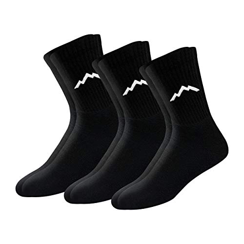 Product Cover Ranger Sport Men's Heavy Duty Cotton Crew Athletic Socks, Pack of 3 (Black)