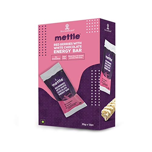 Product Cover swasthum Mettle Red Berries with White Chocolate Energy Bar, 35 g (Pack of 12 Pieces)