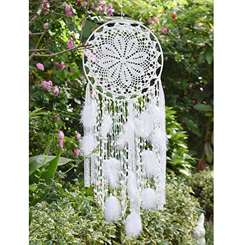 Product Cover EasyBravo Large Boho Dream Catcher with White Feather Macrame Wall Hanging for Vintage Wedding Home Decorations 12