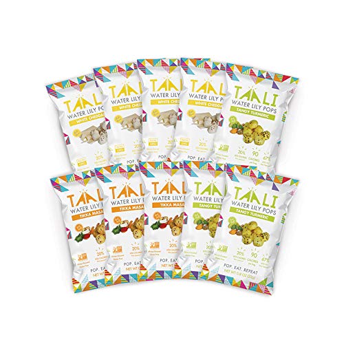 Product Cover Taali Variety Pack Water Lily Pops (10-Pack) - Three Delicious Flavors | Protein-Rich Roasted Snack | Non GMO Verified - Individual 0.8 oz Bags