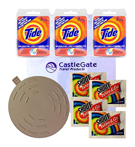 Product Cover Travel Laundry Kit with Tide Sink Packs Laundry Detergent, Shout Wipes and Drain Stopper