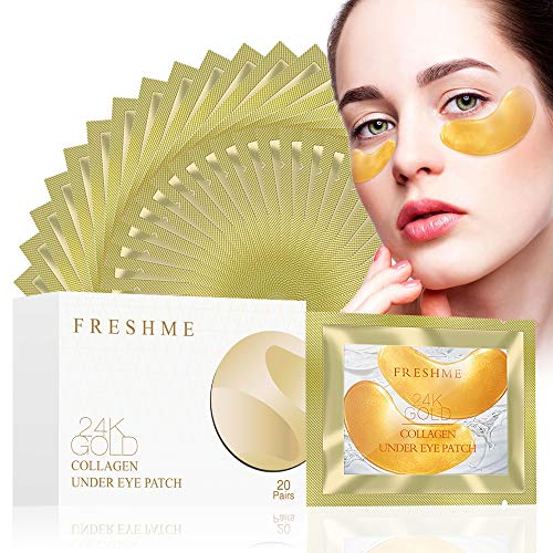 Product Cover 24K Golden Collagen Eye Pads - Gel Eye Mask for Eyes Treatment Puffiness Anti Aging Removing Bags Deep Hydration Relieve Dark Circles Under Eye Gel Mask for Women and Men (20 Pairs)