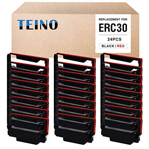 Product Cover TEINO 24 Pack ERC30 ERC-30 ERC 30 34 38 B/R Compatible Ribbon Cartridge for use in ERC38 NK506 (Black Red)