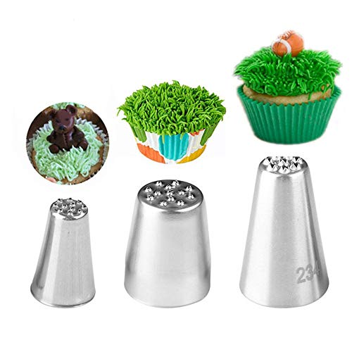 Product Cover Cake Decorating Tips, 5 Pcs Set Leaves Nozzles Stainless Steel Icing Piping Nozzles For Cake Decorating Pastry Fondant Tools (Grass)