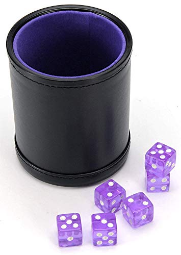 Product Cover Harbor Loot Purple Dice Shaker Cup Complete with Matching Dice Set of Six Purple Translucent Dice