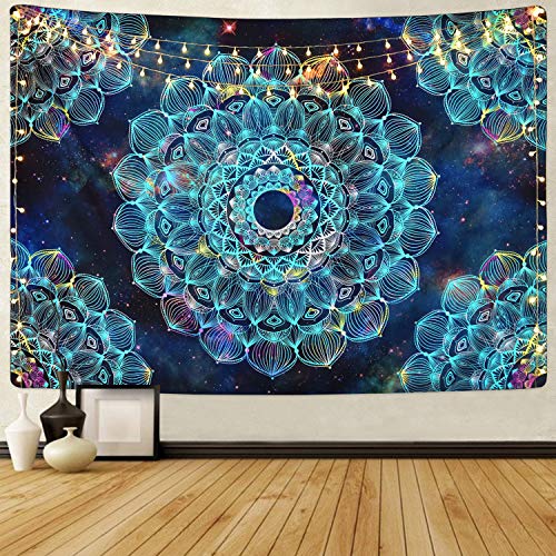 Product Cover Sevenstars Fantasy Mandala Tapestry Hippie Bohemian Tapestry Blue Floral Tapestry Mysterious Flower Tapestry for Room