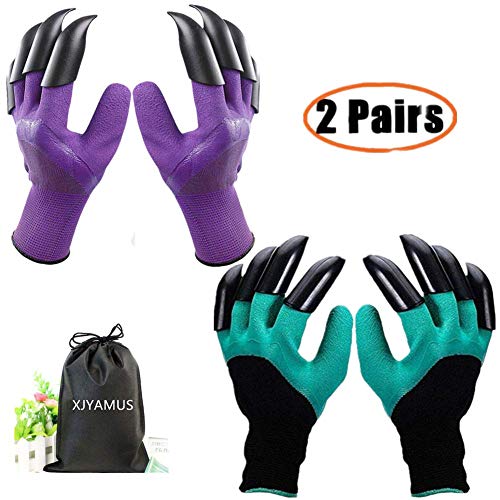 Product Cover Garden Genie Gloves, Waterproof Garden Gloves with Claw For Digging Planting, Best Gardening Gifts for Women and Men. (Purple-Green)