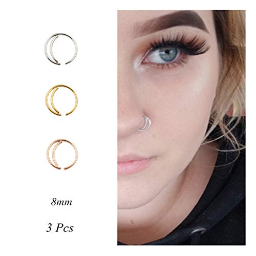 Product Cover Moon Nose Ring Hoop 20g Surgical Steel Nose Rings Septum Nose Ring Body Piercing Jewelry for Women Girls
