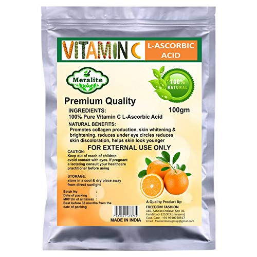 Product Cover Meralite L-Ascorbic Acid Powder Vitamin C for Use in Serums and Cosmetic, 100 g