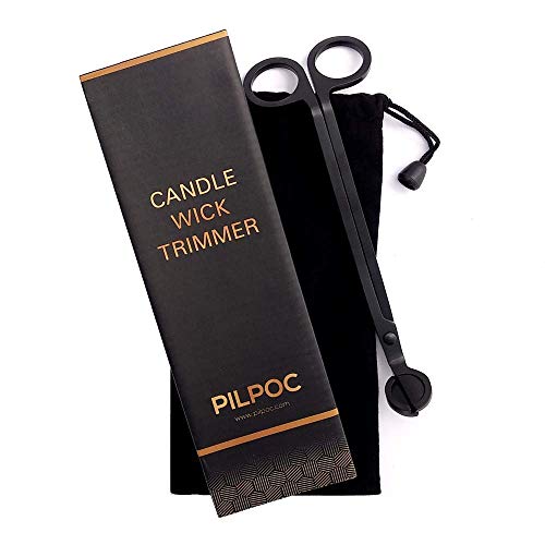 Product Cover PILPOC Candle Wick Trimmer, Wick Clipper, Wick Cutter, Candle Accessory, Polished Stainless Steel Wick Trimmer, Exclusive Complete Gift Set (Black)