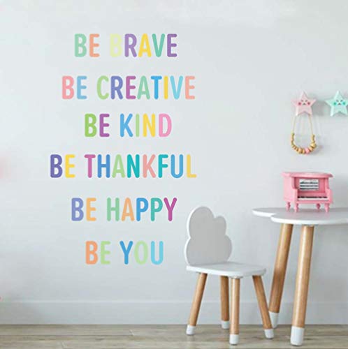 Product Cover TOARTi Colorful Inspirational Lettering Quote Wall Decal-Be Brave, Be Creative, Be Kind, Be Thankful, Be Happy, Be You, Positive Quote Sticker for Classroom Kids Decoration