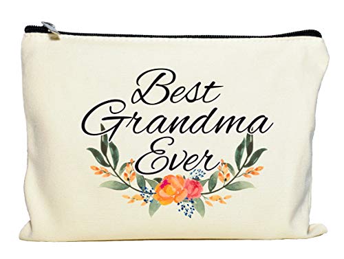 Product Cover Moonwake Designs- Best Grandma Ever Makeup Bag, Gift for Grandma, Mother's Day Gift, Cosmetic Bag for Nana, Floral Bag, Travel Makeup Pouch