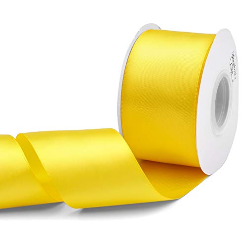 Product Cover Humphrey's Craft 2 inch Double Face Solid Satin Ribbon 100% Polyester Ribbon Roll -25 Yard (Daffodil Yellow)